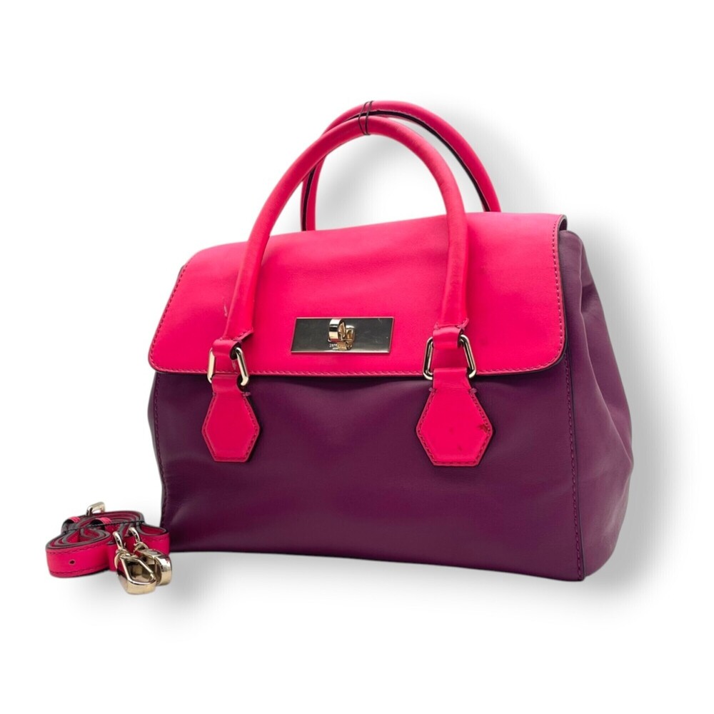 Kate Spade handbag/shoulder bag, Catherine Street Joanie, leather, purple/pin...
